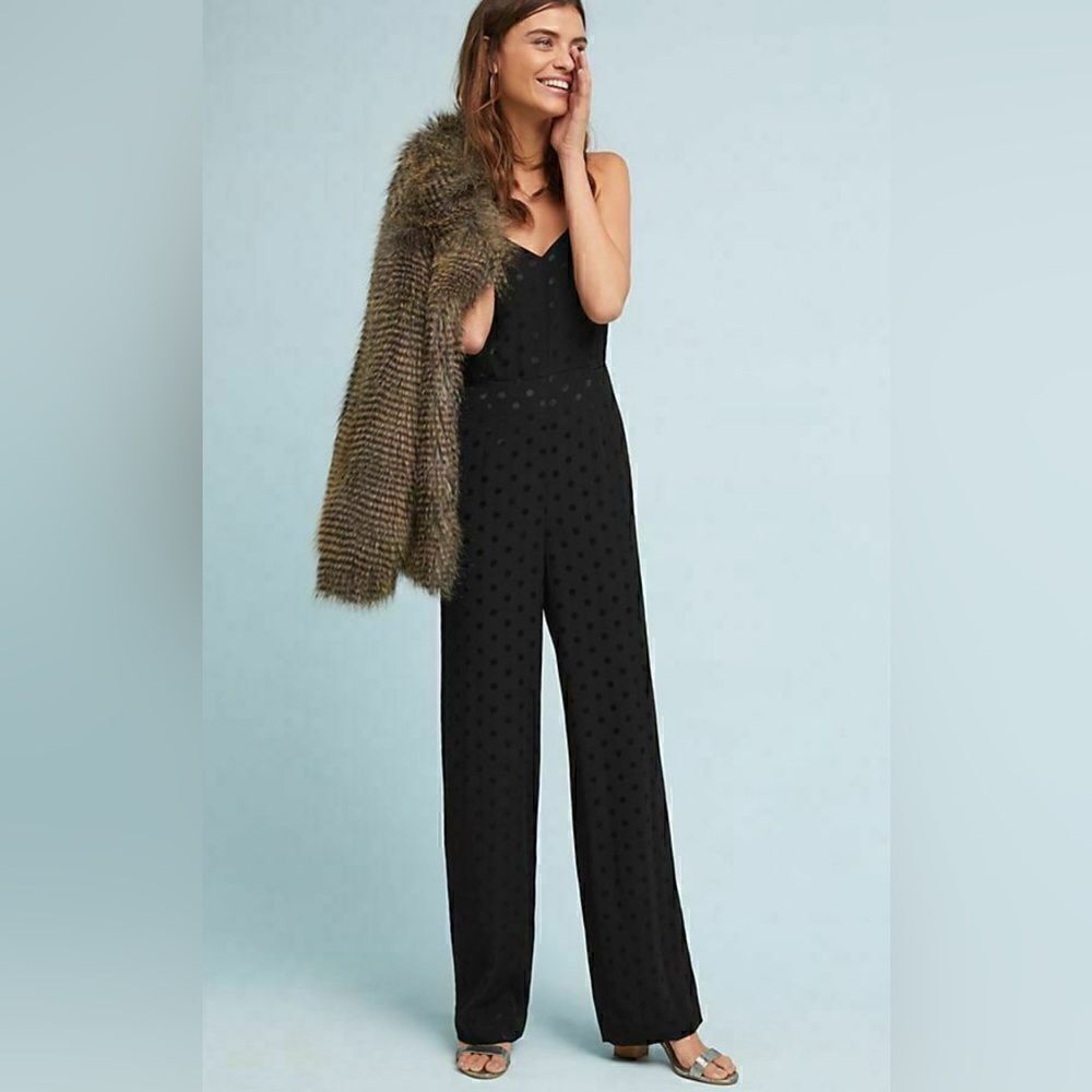 Anthropologie Essential Slim Jumpsuit Black Sleeveless Belted Women’s Size 4 - Picture 1 of 8